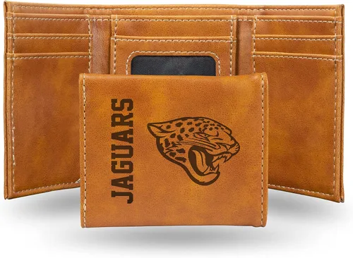 Vista 10 de Rico Industries Billetera marrón con grabado láser de la NFL, Baltimore Ravens, Trifold