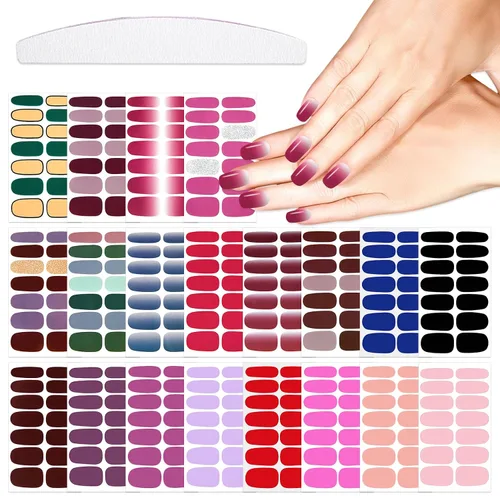 Vista 10 de 20 hojas de 440 piezas de diseños de moda, calcomanías de uñas completas para mujeres, uñas de los pies, calcomanías de esmalte de uñas de gel
