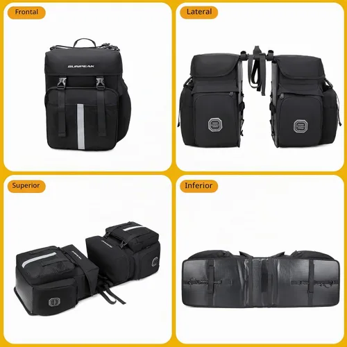 Vista 6 de Bolsa de Accesorios para Bicicleta Sunpeak Alforjas para Portaequipaje Trasero de Bicicleta 45L Bolsa de Sillín Impermeable para Bicicleta