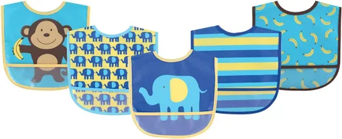 Vista 13 de Luvable Friends Baberos PEVA impermeables unisex para bebés Flamenco