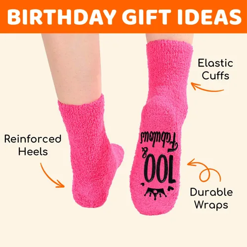 Vista 6 de HAPPYPOP Ideas de calcetines de cumpleaños, regalo de cumpleaños para mujeres de 75, 80, 85, 90, 95, 100 años Fabulous 100 Rosa