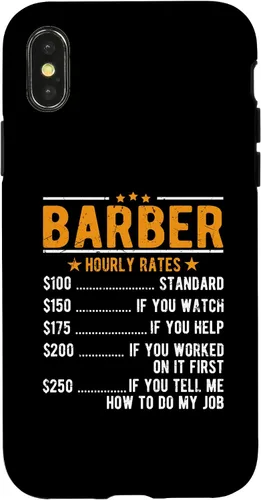Vista 4 de Funda para iPhone 15 Barber tarifas por hora