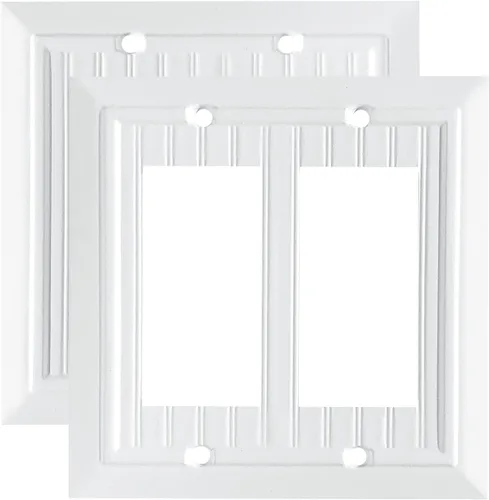 Vista 8 de Placas de pared clásicas de tablilla ranurada blanco puro, cubiertas de interruptor de luz, cubiertas de tomacorrientes eléctricos, placas