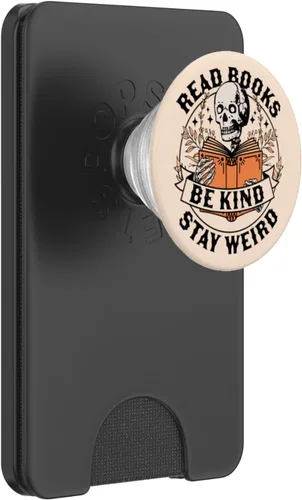 Vista 7 de Read Books Be Kind Stay Weird Libro de lectura de esqueleto Bookish PopSockets Standard PopGrip