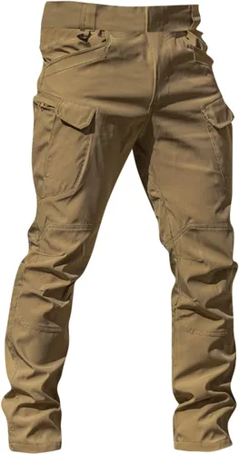 Vista 2 de Pantalones tipo cargo para hombre con bolsillos, pantalones atléticos militares, cintura elástica, múltiples bolsillos, overoles casuales