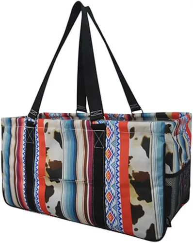 Vista 106 de NGIL Bolsa de comestibles reutilizable extra grande plegable de gran tamaño para comestibles, almacenamiento, picnic, playa, Estampado de vaca