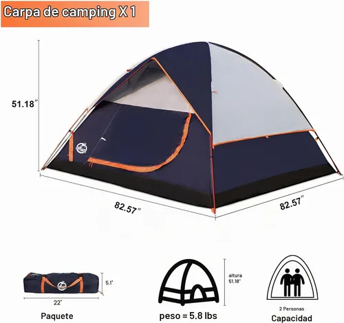 Vista 2 de Northroad 9PCS Camping Tent Kit, Including 1 2/3 Person Dome Tent, 2 Sleeping Bag, 2 Sleeping Pad/Camping Mat, 2 Single Camping Hammock with 2 Tree
