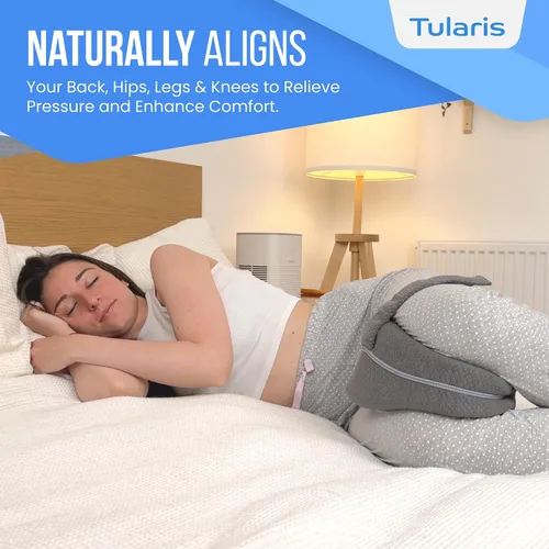 Vista 5 de Almohada de rodilla de espuma viscoelástica para personas que duermen de lado, dolor de cadera con correa ajustable, almohada entre las piernas