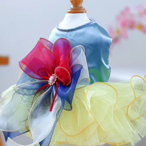 Vista 88 de ANIAC Daisy Vestidos para Perros Pequeños Hembra con Anillo para Correa, Nudo de Lazo Vestido de Boda para Cachorra, Traje de Gato de San Valentín
