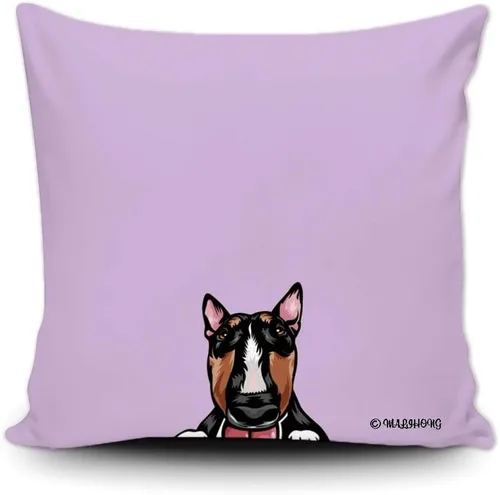 Vista 15 de Funda de almohada para perro, divertida funda de almohada para sofá, cama, decoración del hogar, 20 x 20 pulgadas Bull Terrier-1-10