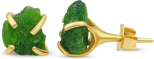 Vista 46 de Aretes de piedra preciosa natural en bruto con oro amarillo sobre plata de ley 925, 6 a 0.276 in, regalo de piedra de nacimiento de calidad genuina