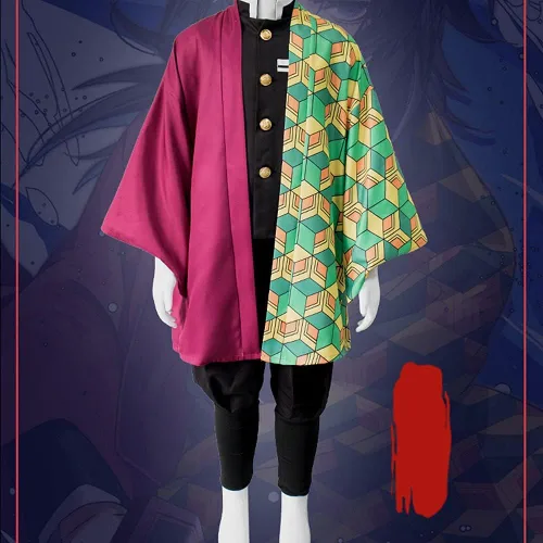 Vista 7 de Tanjiro - Disfraz de kimono de anime para Halloween traje de uniforme