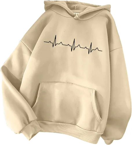 Vista 4 de JUSLIO Sudadera con capucha sólida para mujer, manga larga, holgada, con bolsillos, túnica 2023