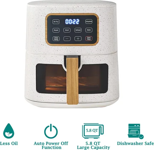 Vista 12 de Freidora de aire digital de 5.8 cuartos de galón con ventana, freidora de aire de tamaño familiar grande, 1500 W de alta potencia, 6 funciones