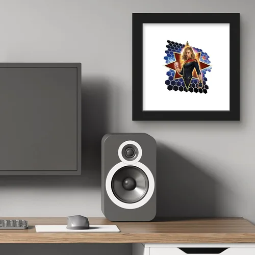 Vista 5 de Trends International Gallery Pops Marvel The Marvels - Póster de pared con icono del Capitán Marvel, 12.00 x 12.00 pulgadas, versión de marco negro