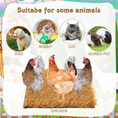 Vista 6 de Zhengmy Juego de 12 almohadillas de anidación de pollos, caja nido, almohadillas de anidación lavables para gallinero, alfombra de césped Marrón