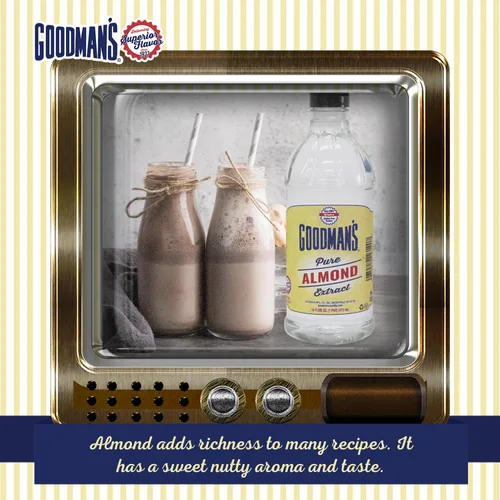 Vista 4 de Goodman's Extracto de almendra pura, sin gluten, sin OMG, kosher, bajo en carbohidratos y bajo en calorías, ideal para hornear, cocinar y bebidas