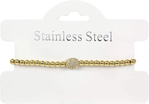 Vista 5 de Pulsera elástica elástica elástica de la bola del grano del acero inoxidable de la plata de la manera de las mujeres