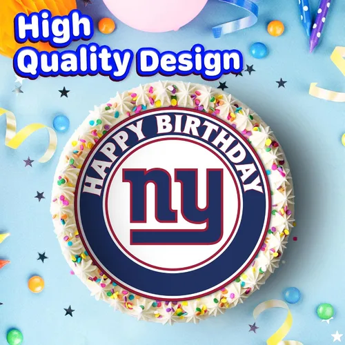 Vista 2 de 7.5 NY Giants - Decoración redonda comestible para tartas de cumpleaños, pastel de cumpleaños