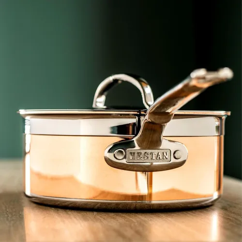 Vista 2 de Hestan - Colección CopperBond - Cacerola de cobre 100% puro, compatible con cocina de inducción, 1.5 cuartos