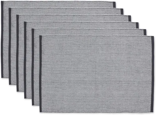 Vista 13 de DII Juego de manteles individuales ecológicos de la colección Fine Ribbed de 13x19, azul francés
