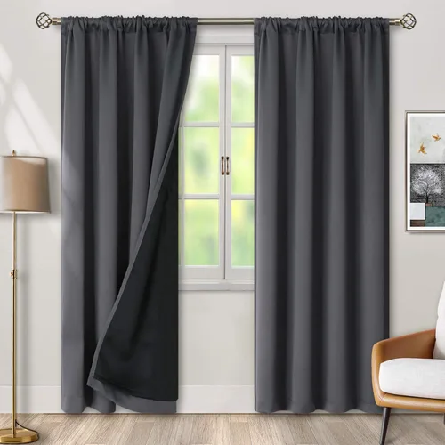 Vista 59 de BGment - Cortinas opacas para sala de estar de 63 pulgadas de largo, juego de 2 paneles, cortinas para oscurecer toda la habitación, cortinas