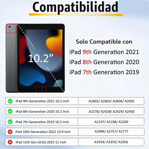 Vista 2 de BRAECNstock - Funda para Apple iPad de 9ª/8ª/7ª generación, de 10.2" 2021/2020/2019, funda protectora a prueba de golpes para niños, con protector