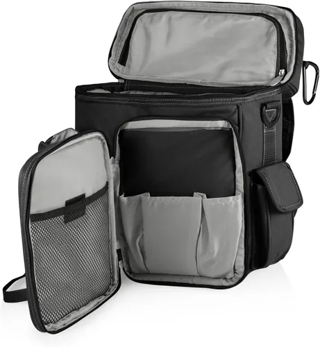 Vista 3 de ONIVA - a Picnic Time brand Turismo - Enfriador de mochila con portador de botellas de agua, mochila suave para enfriar, bolsa de viaje (negro)