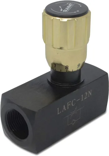 Vista 2 de Summit Hydraulics Válvula de control de flujo variable ajustable en línea hidráulica w/flujo de revolución libre, 3/4" NPT