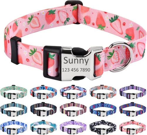 Vista 20 de Mihqy Collares de perro personalizados, collar de perro personalizado con nombre y número de teléfono, múltiples patrones y 4 tamaños de collar