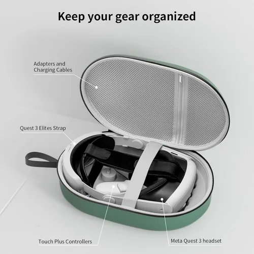 Vista 5 de ANNAPRO Funda de transporte para Meta Quest 3, compatible con auriculares Oculus Quest 3 con correa Elite, controladores y otros accesorios, carcasa