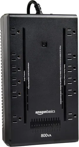 Vista 9 de Amazon Basics UPS - Protector contra sobretensiones y batería de reserva 400VA/255W, 6 tomacorrientes, fuente de alimentación ininterrumpida