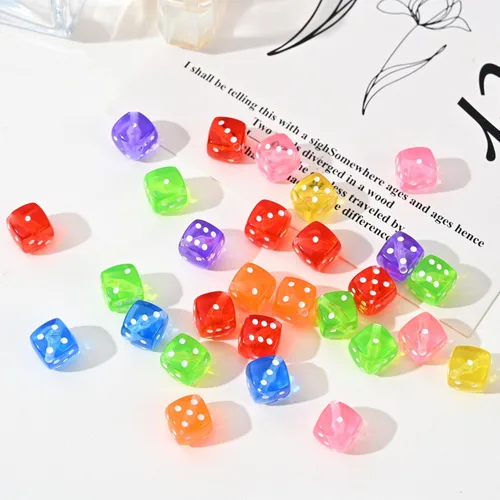 Vista 3 de 500 cuentas de dados coloridos de 0.335 in, dados encantadores de 6 caras para mujeres, collares, aretes, pulseras, suministros para hacer pulseras