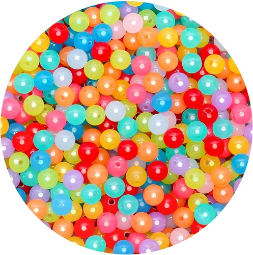 Vista 53 de BONNY BOXX 2000 piezas 4 mm cuentas redondas de acrílico de zafiro suave, bolas de plástico de chicle de burbujas, cuentas gruesas de bolas