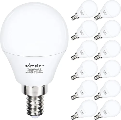 Vista 15 de comzler Bombillas LED A15 equivalentes a 60 W, blanco cálido 2700 K, bombilla redonda LED de base pequeña E12 para ventilador de techo,