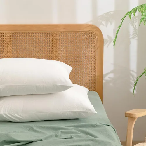 Vista 24 de BESTOUCH 100% Algodón Lavado Funda de Almohada para Cabello y Piel, Sensación de Lino, Suave, Cómoda, Transpirable, Juego de 2 Fundas de Almohada