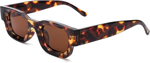 Vista 3 de NULOOQ Aesthetic Thick Frame Rectangle Polarized Sunglasses for Women Men Trendy Chunky Small Square Sunglasses