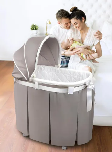 Vista 9 de Moisés oval Badger Basket Wishes, con falda completa, gris