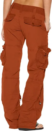Vista 5 de Cargo Pants for Women Bootcut Yoga Pants Wide Leg Sweatpants Plus Size Workout Gym Trousers with Button Pockets