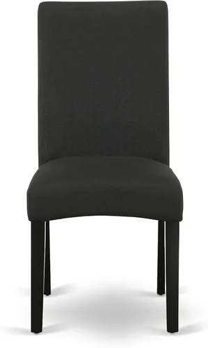 Vista 8 de East West Furniture DLDR5-BLK-24 - Juego de mesa de comedor moderno de 5 piezas, incluye una mesa redonda de madera con gotas y 4 sillas tapizadas