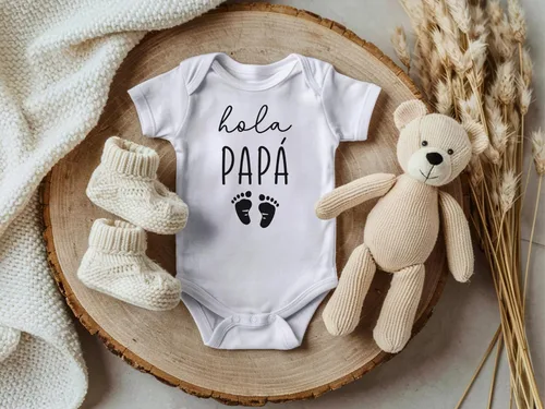 Vista 5 de Hola Papa - Body para bebé con anuncio de embarazo en español, regalo para nuevo papá