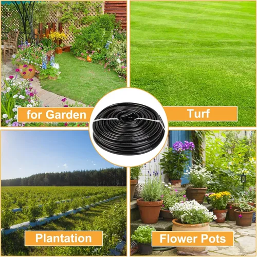 Vista 6 de Tubo de riego de 1/2 pulgada 50 pies, sistema de riego por goteo rígido PE para jardín, (0.52 ″ ID X 0.60 ″ OD) Línea de goteo negra, riego