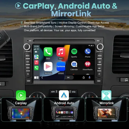 Vista 5 de Radio para Silverado Tahoe Yukon Sierra con CarPlay y cámara de respaldo