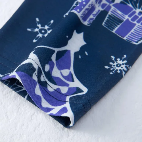 Vista 8 de Pijamas de Navidad azules y blancas para la familia, conjuntos de pijamas familiares a juego de Navidad 2022, pijamas de Navidad a cuadros de búfalo
