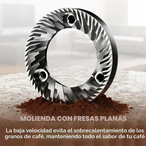 Vista 2 de Molinillo de café eléctrico de rebabas, molinillo de rebabas plano compacto con 17 ajustes de molienda precisos, desde espresso hasta preparación