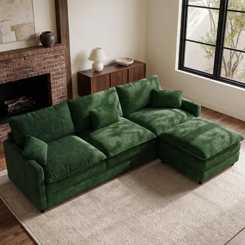 Vista 65 de Cloud Couch Sectional, L Shaped Modular Sofa with Movable Ottoman Negro