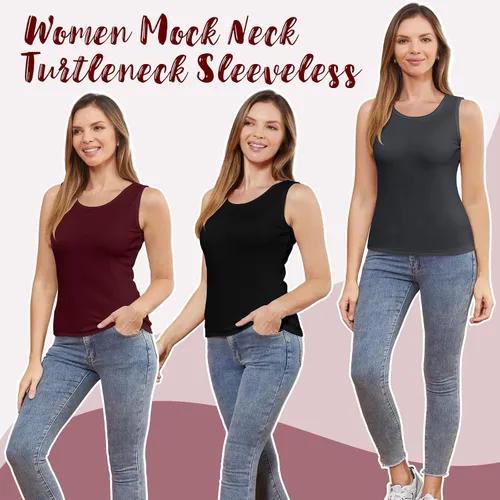 Vista 4 de 3 piezas de camisetas térmicas sin mangas para mujer, ropa interior de forro polar, suave, sin mangas, chaleco de capa base cálida