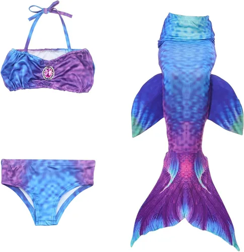 Vista 7 de GALLDEALS Traje de baño de sirena para niña, traje de baño de princesa (sin monoaleta)