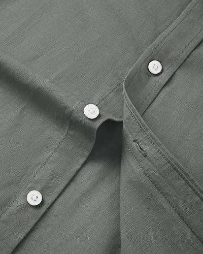 Vista 7 de J.VER Camisa de lino para hombre, casual, ligera, de manga larga, cuello con botones, color liso, para la playa, para el trabajo de vacaciones