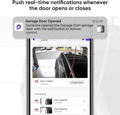 Vista 3 de OCCHI Abridor inteligente de puerta de garaje con cámara, control inteligente de garaje, compatible con Seguridad+ 2.0, detecta el estado